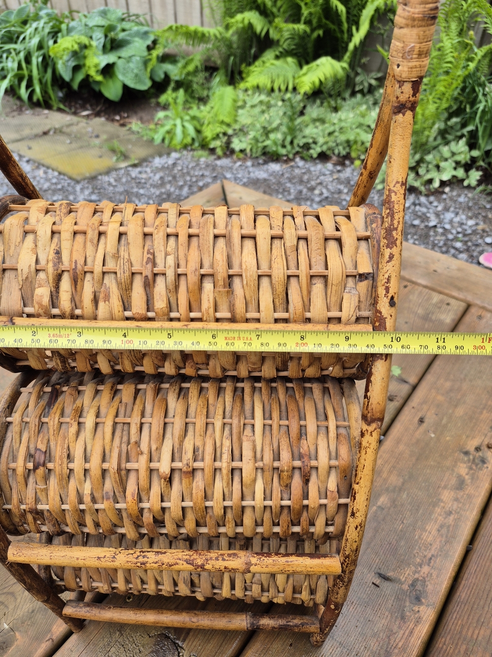 Rustic Boho Vintage Rattan Wicker Wine Rack - Excellent Condition - Picture 9 of 9